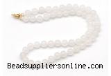 GMN7707 18 - 36 inches 8mm, 10mm round white jade beaded necklaces