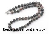 GMN7720 18 - 36 inches 8mm, 10mm round grey opal beaded necklaces