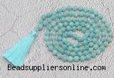 GMN773 Hand-knotted 8mm, 10mm amazonite 108 beads mala necklaces with tassel