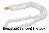 GMN7741 18 - 36 inches 8mm, 10mm round sea blue banded agate beaded necklaces