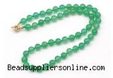 GMN7760 18 - 36 inches 8mm, 10mm round green agate beaded necklaces