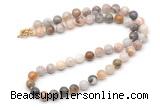 GMN7764 18 - 36 inches 8mm, 10mm round bamboo leaf agate beaded necklaces