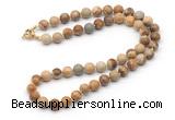 GMN7776 18 - 36 inches 8mm, 10mm round picture jasper beaded necklaces