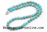 GMN7788 18 - 36 inches 8mm, 10mm round blue sea sediment jasper beaded necklaces