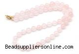 GMN7792 18 - 36 inches 8mm, 10mm round rose quartz beaded necklaces