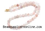 GMN7793 18 - 36 inches 8mm, 10mm round pink quartz beaded necklaces