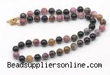 GMN7811 18 - 36 inches 8mm, 10mm round tourmaline beaded necklaces