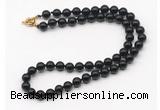 GMN7821 18 - 36 inches 8mm, 10mm round black tourmaline beaded necklaces