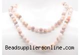 GMN8037 18 - 36 inches 8mm, 10mm natural pink opal 54, 108 beads mala necklaces