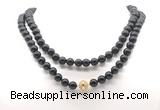 GMN8046 18 - 36 inches 8mm, 10mm black obsidian 54, 108 beads mala necklaces