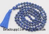 GMN808 Hand-knotted 8mm, 10mm lapis lazuli 108 beads mala necklace with tassel