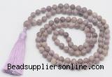 GMN813 Hand-knotted 8mm, 10mm lepidolite 108 beads mala necklace with tassel