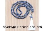 GMN8201 18 - 36 inches 8mm blue spot stone 54, 108 beads mala necklace with tassel