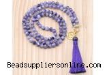 GMN8204 18 - 36 inches 8mm dogtooth amethyst 54, 108 beads mala necklace with tassel