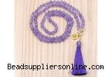 GMN8205 18 - 36 inches 8mm amethyst 54, 108 beads mala necklace with tassel