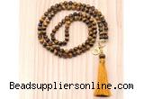 GMN8209 18 - 36 inches 8mm yellow tiger eye 54, 108 beads mala necklace with tassel