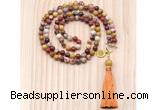 GMN8212 18 - 36 inches 8mm mookaite 54, 108 beads mala necklace with tassel