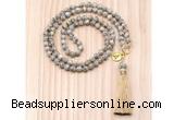 GMN8218 18 - 36 inches 8mm feldspar 54, 108 beads mala necklace with tassel