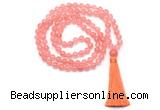 GMN8401 8mm, 10mm cherry quartz 27, 54, 108 beads mala necklace with tassel