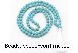 GMN8411 8mm, 10mm blue howlite 27, 54, 108 beads mala necklace with tassel