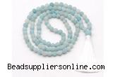 GMN8426 8mm, 10mm matte amazonite 27, 54, 108 beads mala necklace with tassel