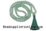 GMN8427 8mm, 10mm matte green aventurine 27, 54, 108 beads mala necklace with tassel