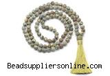 GMN8428 8mm, 10mm matte rhyolite 27, 54, 108 beads mala necklace with tassel