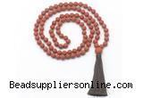 GMN8449 8mm, 10mm matte red jasper 27, 54, 108 beads mala necklace with tassel