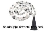 GMN8463 8mm, 10mm black rutilated quartz 27, 54, 108 beads mala necklace with tassel