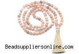 GMN8471 8mm, 10mm sunstone 27, 54, 108 beads mala necklace with tassel