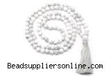 GMN8510 8mm, 10mm white howlite 27, 54, 108 beads mala necklace with tassel