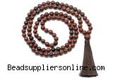 GMN8515 8mm, 10mm mahogany obsidian 27, 54, 108 beads mala necklace with tassel