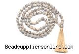 GMN8520 8mm, 10mm feldspar 27, 54, 108 beads mala necklace with tassel