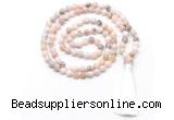 GMN8528 8mm, 10mm natural pink opal 27, 54, 108 beads mala necklace with tassel