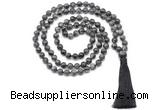 GMN8533 8mm, 10mm black labradorite 27, 54, 108 beads mala necklace with tassel