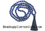 GMN8537 8mm, 10mm lapis lazuli 27, 54, 108 beads mala necklace with tassel