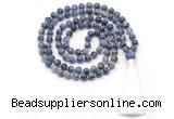 GMN8539 8mm, 10mm blue spot stone 27, 54, 108 beads mala necklace with tassel