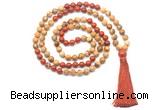 GMN8552 8mm, 10mm picture jasper & red jasper 108 beads mala necklace with tassel