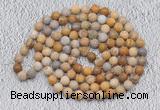 GMN907 Hand-knotted 8mm, 10mm matte fossil coral 108 beads mala necklaces