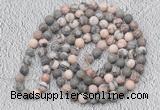 GMN908 Hand-knotted 8mm, 10mm matte pink zebra jasper 108 beads mala necklaces