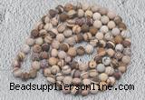 GMN909 Hand-knotted 8mm, 10mm matte brown zebra jasper 108 beads mala necklaces