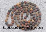 GMN910 Hand-knotted 8mm, 10mm matte picasso jasper 108 beads mala necklaces