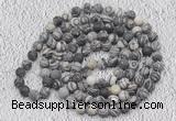 GMN915 Hand-knotted 8mm, 10mm matte black water jasper 108 beads mala necklaces