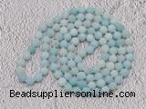 GMN924 Hand-knotted 8mm, 10mm matte amazonite 108 beads mala necklaces