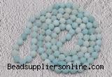 GMN924 Hand-knotted 8mm, 10mm matte amazonite 108 beads mala necklaces