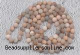 GMN932 Hand-knotted 8mm, 10mm matte sunstone 108 beads mala necklaces