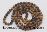 GMN933 Hand-knotted 8mm, 10mm matte yellow tiger eye 108 beads mala necklaces