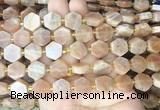 HABS01 15 inches 12mm - 14mm hexagon moonstone gemstone beads