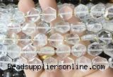 HABS05 15 inches 12mm faceted hexagon white crystal quartz beads wholesale