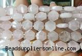 HABS06 15 inches 12mm faceted hexagon rose quartz beads wholesale